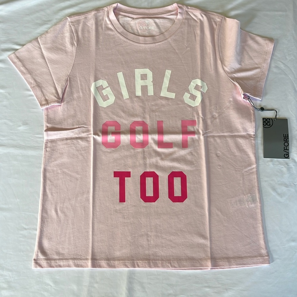 G/FORE Girls Golf Too Short Sleeve Tee Shirt Cotton in Blush Pink Size XL NWT